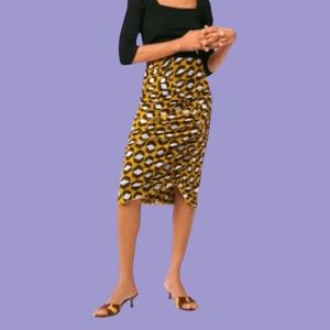 Diane Von Furstenberg Black and Yellow Patterned Pencil Skirt Women’s Size XL